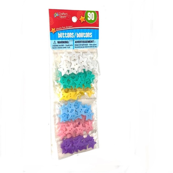 Colorful Star Shaped Buttons Craft Sewing Clothes Supplies -90 Count - Picture 2 of 2
